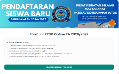 Panduan Lengkap Pendaftaran Online Kejar Paket A, B, dan C PKBM Al-Mutmainnah Buton Tahun Pelajaran 2026/2027 – Ijazah Resmi Akreditasi A & Ijazah Resmi